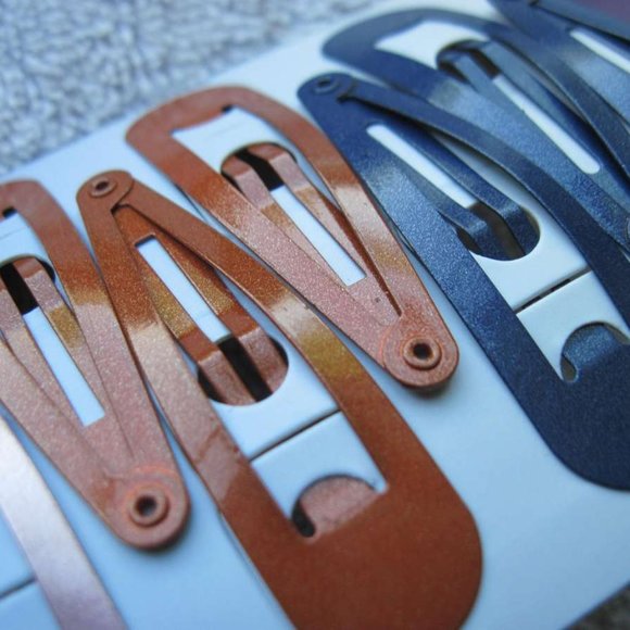 12 Goody Medium Painted Metal Snap Hair Clips Contour Sparkly Gold Pink Blue - Picture 6 of 7